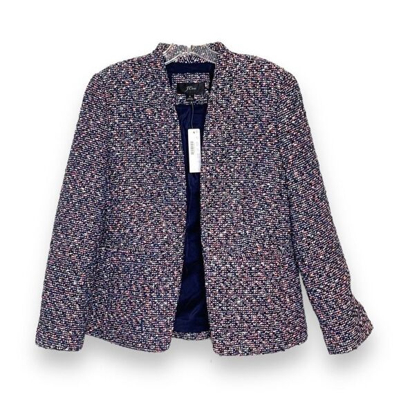 J. Crew Going Out Blazer in Pink Blue White Black Confetti Tweed Women’s Size 6 - Picture 6 of 15